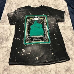 Nightmare Before Christmas Oogie Boogie Black Acid Wash Tarot Card Tshirt Med